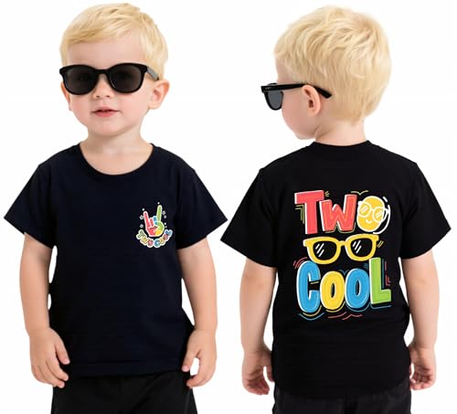 Zypynith 2 Year Old Boy Birthday Gift:Two Cool T-Shirt for Boys 2nd Birthday Outfit Clothes Decorations