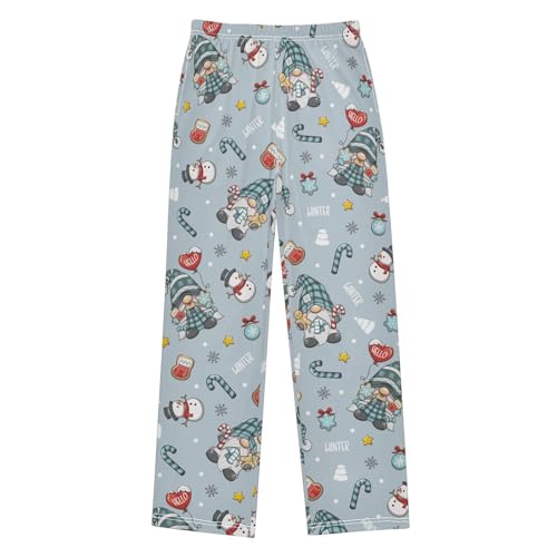 Xmas Gnome Snowman Boys Long Pants Soft Trousers Elastic Waist Kids Lounge Bottoms with Pockets S-XL