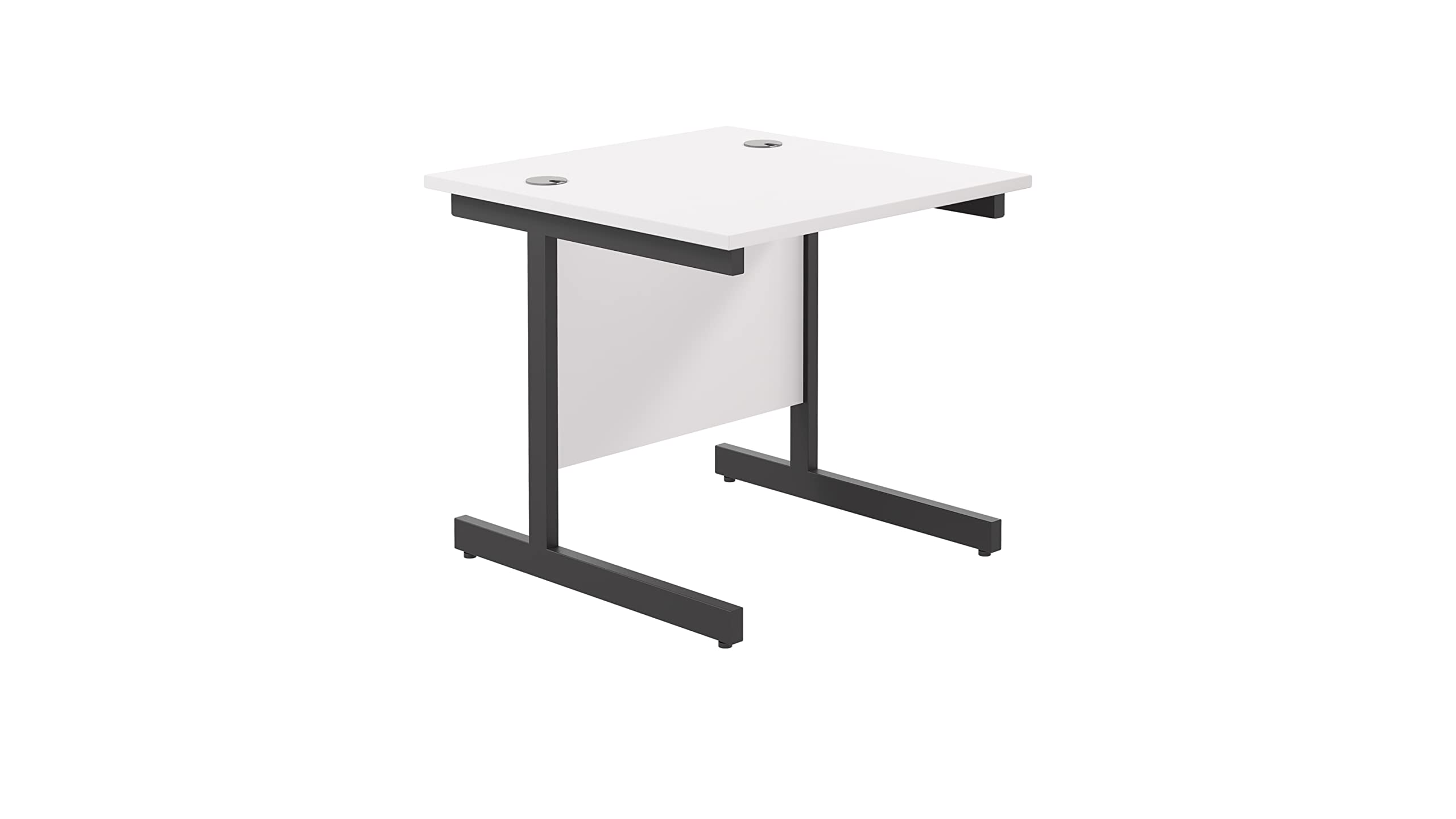 Office Hippo Heavy Duty Rectangular Cantilever Desk - Home Office Table + Integrated Cable Ports, PC Desk - 5 Yr Warranty - Silver Frame/Oak Top, 120cm x 80cm — view 60