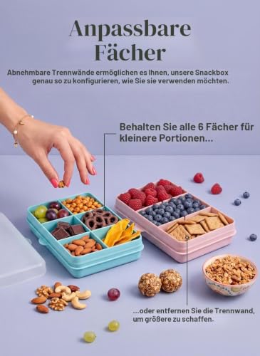 melii - Brotdose Kinder mit Fächern, Snackbox Bento 6 Fächer, Einhorn – Ansicht 4