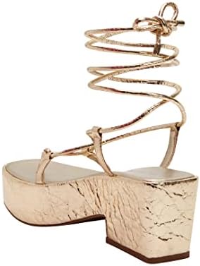 Katy Perry Women's The Busy Bee Lace Up Heeled Sandal, Gold, 9 | Image 2