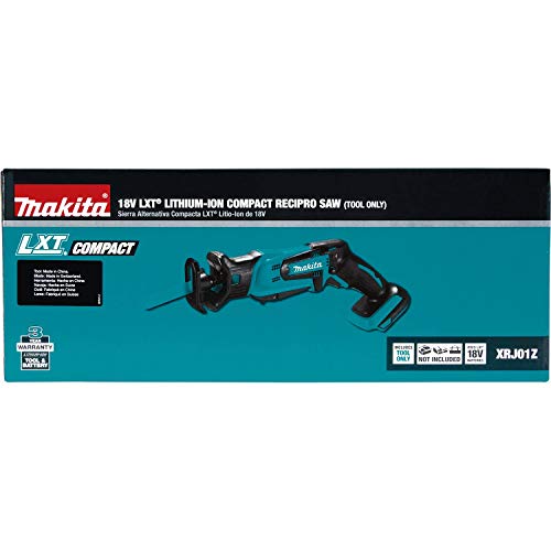 Makita XRJ01Z 18-Volt LXT Lithium-Ion Cordless Compact Reciprocating Saw (Tool Only, No Battery), Bare Tool