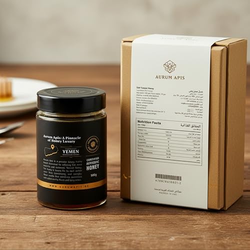 Image of Aurum Apis Raw Yemeni Sidr Honey - 100% Pure, Unfiltered & Unprocessed, Certified Organic, Non-GMO, Hand Harvested Honey from Sidr Tree Blossoms, 17.6 oz (500g)