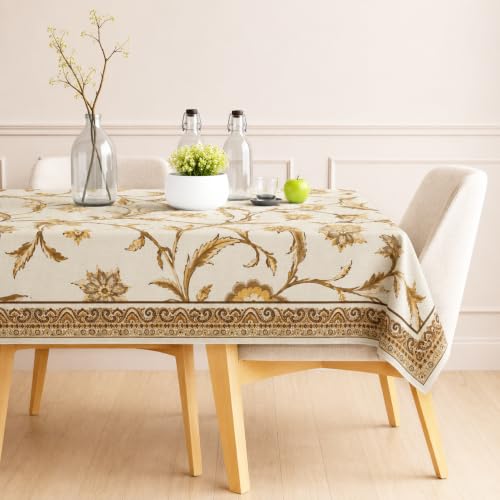 Image of STITCHNEST Cotton Slub Table Cover for 8 Seater Dining Table|60 x 90 Inches, Digitally Printed|Durable, Washable & Fade-Resistant Fabric