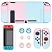 DLseego Funda Compatible con Nintendo Switch, Cubierta Protectora Rígida Antiarañazos con 2 Protectores de Pantalla de Cristal y 6 Tapones para el Pulgar para Consola y JoyCon-Pink Blue Gradient