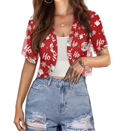 Image of Womens Short Sleeve Bolero Shrug Open Front Knit Cropped Cardigan Shoulder Cover for Dress Cute Casual Knit Cover Up