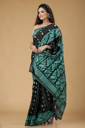 Image of OISHANI SAREE GHOR Women's Traditional Bengal Cotton Silk Soft Jamdani Saree - Beautiful design and Quality - Without Blouse Piece