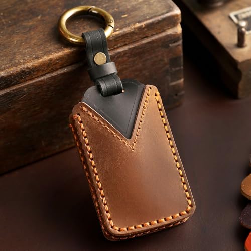 EASYANT Leather Key Fob Cover for 2021-2024 Jeep Grand Cherokee L Grand Wagoneer Key Case Protector keychain Smart Key Holder