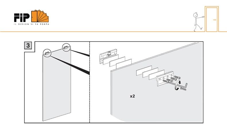 FIP, Pinces pour Portes Coulissantes en Verre Intérieur Mur ou Extérieur Mur, Capacité Maximale 150 kg