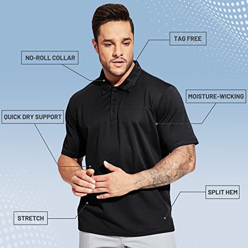MIER Men's Quick Dry Polo Shirts Polyester Casual Collared Shirts Short Sleeve, Moisture-Wicking, Sun Protection4