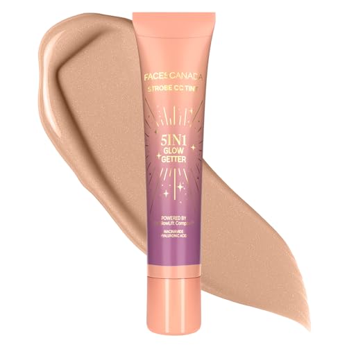 FACES CANADA Strobe CC Tint Mini – Sunset Glaze 02, 18ml | 5-in-1 Serum + Moisturizer + Primer + BB/CC Cream + Strobe Cream | Lightweight | Radiant Dewy Glass Skin Glow | Niacinamide & Hyaluronic Acid | For Light to Medium Skin
