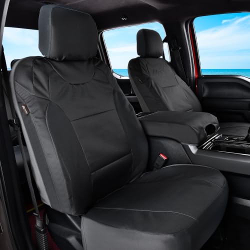 Image of Coverado Oxford Seat Covers Full Set Custom Fit for 2015-2026 Ford F150 & 2017-2026 Ford F250 F350 F450 Truck Seat Covers, Waterproof Seat Protector Car Seat Cushions for Kids & Dogs, Black