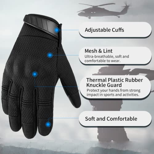 Oopor Tactical Motorcycle Work Glove - Breathable Touchscreen Full Finger Airsoft Combat Paintball Glove, Durable & Comfortable Protective Gear Work Gloves For Riding Training Shooting Hunting M #TOP4