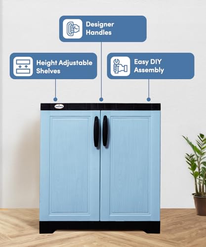 Image of Prima Viva-1 Plastic Storage Cabinet (Small H 2 Ft x W 2 Ft x D 1.6 Ft) | 2 Compartments Multipurpose Organizer for Home & Office | Strong, Stylish & Spacious Cupboard for Clothes & Essentials