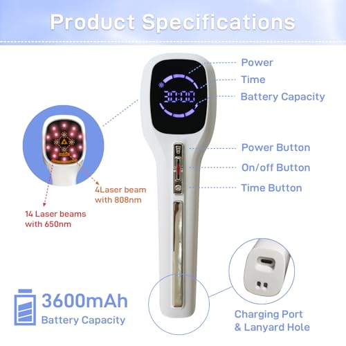 Image of Cold Therapy for Dogs - Infrared Red Light Therapy Device with Adjustable Stand, 4X808 nm &14 x650nm Therapy Device for Pain Relief Arthritis, Spinal and Promote Blood Circulation