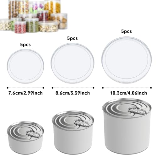 TXXATX Dosendeckel 15 Stück Deckel für Dosen in 3 Größen (100 mm 83 mm 74 mm) Konservendosen Deckel aus PE Kunststoff Dosenverschluss Wiederverwendbar Dosendeckel Katzenfutter für Lagerung Versiegelt