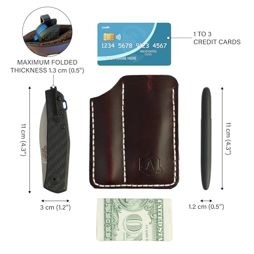 EDC Pocket Wallet (Premium Leather) - Handmade EDC Pocket Organizer Pouch with Folding Knife Slip, Tactical Pen Holder, Cash Pocket and Credit Card Holder (Extra Dark Brown)3