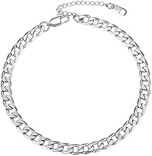 PROSTEEL Women 6mm Cuban Link Anklet, Can Customize, Summer Beach Jewelry, Gold Plated/316L Stainless Steel (Send Gift Box)