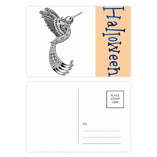 Cartes postales d'Halloween haut de gamme à plumes longues pour remerciement chic
