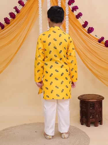 Image of AJ DEZINES Boys Cotton Full Sleeve Letter Printed Kurta Pajama Set for Kids - Ethnic wear | Special Occasion & Traditional Outfit |Boys Kurta Set - Regular Fit