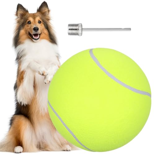 SOIMISS Riesiger Tennisball Große Riesige Hundebälle, Großes Hundespielzeug, aufblasbarer Tennisball für Haustier Training Outdoor- Sport und Strand (24cm)