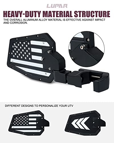 Lupar Aluminum Utv Side Mirrors Fits 1.75"-2" Roll Cage Bar America Usa Flag Pattern Side Rear View Mirror For Side By Side Polaris Rzr Xp 900/1000 Can-Am Maverick X3 Yamaha Talon Kawasaki Pioneer #TOP2