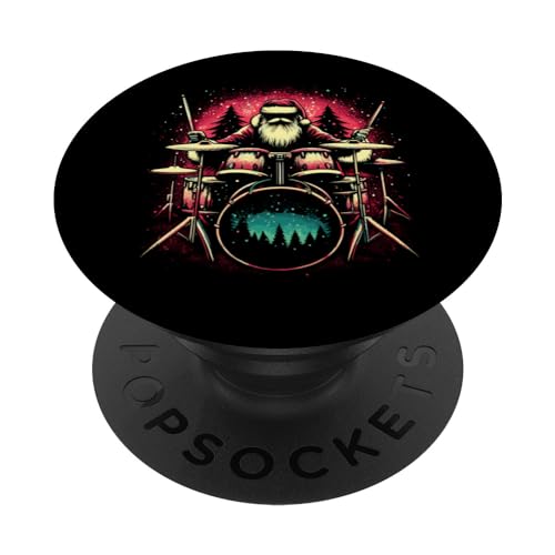 Batería de Papá Noel - Batería de Navidad vintage para amantes de los tambores PopSockets PopGrip Intercambiable