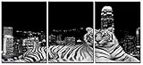 Natural art – Tiger and City Black and White Modern Giclee Artwork Animals Pictures Photograhs to Print on Canvas Wall Art for Wall Decorations