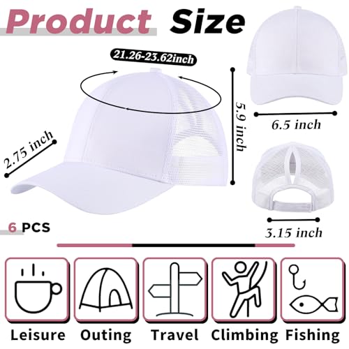 Image of Jecery Ponytail Mesh Trucker Hats Blank Baseball Cap for Women Bulk High Bun Adjustable Ponytail Hat for Women
