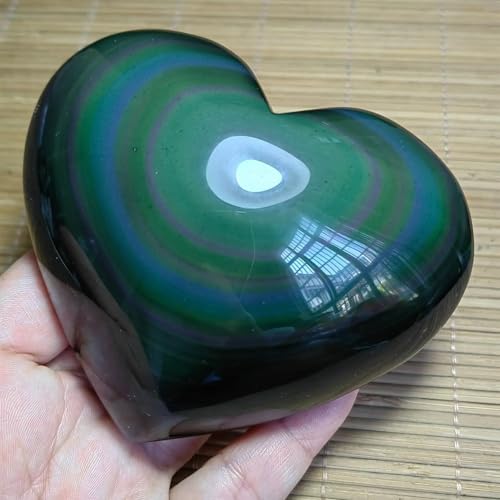 Cœur en obsidienne œil de céleste véritable cristal de quartz premium - 3