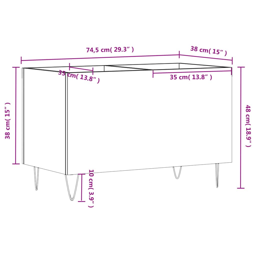 Elegante armadietto per dischi in legno, 74,5 x 38 x 48 cm, per dischi in vinile, media e decorazioni per la casa, design moderno per gli amanti della musica