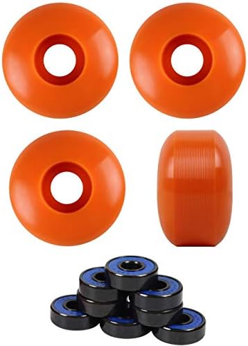 Skateboard Wheels with ABEC 7 Bearings and Spacers (Orange, 52mm)
