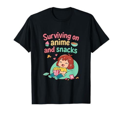 Sobreviviendo en Anime y Snacks Chibi Graphic Art Camiseta