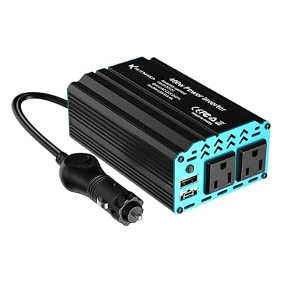 Leoezya Power Inverters 300W 400W 12V DC to 110V AC Converter for Vehicles 2 USB Ports Car Charger Adapter with a Cigarette Lighter Ports Plug Outlet(400W)