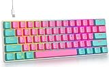 Fogruaden 60% Wireless Mechanical Keyboard 61 Keys Gaming Keyboard with PBT Keycaps RGB Backlight for PC/Mac Gamger