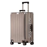 Trolley Cabina Rigido Metal Maleta Equipaje De Mano Con Cerradura, Maleta Facturar Aluminio Maletas De Viaje Con 4 Ruedas, Equipaje Trolley Rígida Con Ruedas Para Viajes Negocios (Gris, 51CM-56L)