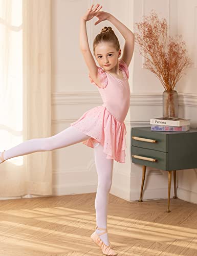 Image of Arshiner Girls Ruffle Sleeve Ballet Dance Dress Tutu Skirted Leotard