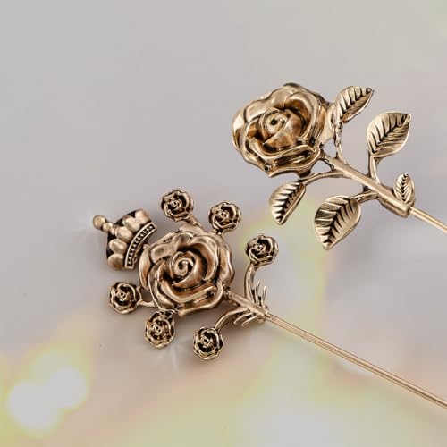 Image of Alilang 2Pcs Classic Hat Pins for Women and Lapel Brooch Set Vintage Style Decorative Stick Pins for Hats Suits Scarves Fitted Hats to Keep Hat in Place