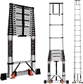 Telescoping Ladder, 20.5FT Aluminum Compact Ladder, Portable Button Retraction Collapsible Extension Ladder with 2 Detachable Hooks&Non-Slip Feet for Home, RV, Loft, Outdoor Use, 330LBS Max Capacity