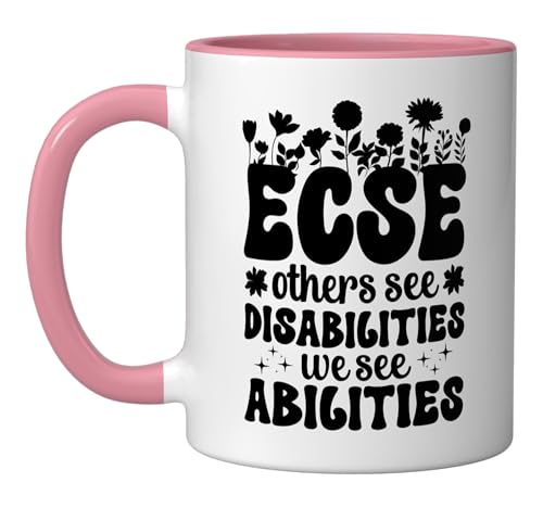 Groovy ECSE Teacher Appreciation ECSE ECSE Team Squad Ceramic Mug, Pink/White
