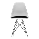 eames plastic side chair replica Farbe:- Mehrfarbig Vitra 44017200036600 Eames Plastic Side chair DSR verchromt weiß 04 mit Sitzpolster Hopsak nero 66, 810 x 465 x 550 mm