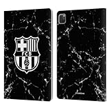 Sistema de cierre magnético Head Case Designs Licenciado Oficialmente FC Barcelona Mármol Negro Patrones de Cresta Carcasa de Cuero Tipo Libro Compatible con Apple iPad Pro 11 2020/2021 / 2022