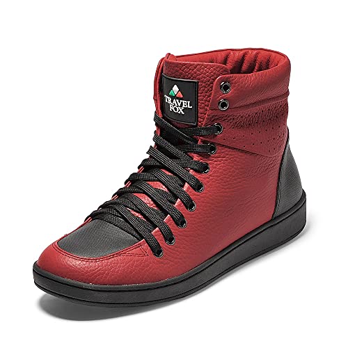 Image of TRAVEL FOX Unisex Classic 900 Nappa Leather Round Toe Lace-Up High-Top Sneakers