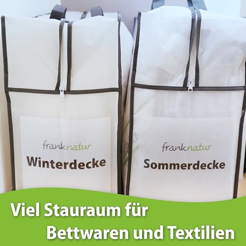 franknatur 2x Aufbewahrungstasche für Bettdecken - Tasche Aufbewahrung Bettwäsche
