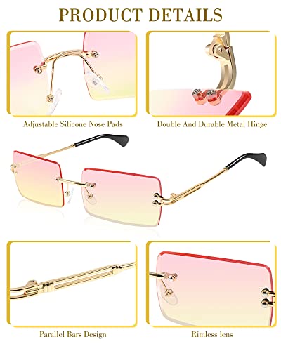 Flutesan 16 Pairs Y2k Rimless Rectangle Sunglasses Pack Tinted Frameless Square Glasses Rimless Shade Glasses for Men Women3