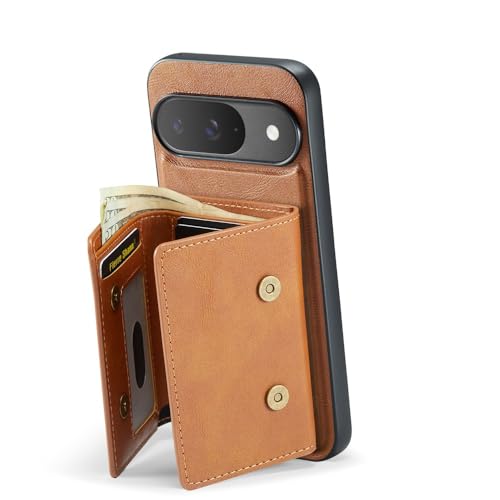 Étui Google Pixel 10 en cuir marron chic portefeuille magnétique anti-RFID haut de gamme
