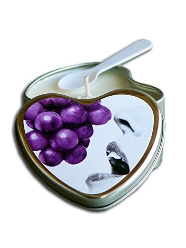 Earthly Body Edible Massage Heart 3-in-1 Candle (Aroma Candle, Moisturizer, Massage Oil) - Grape