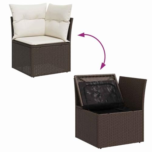 Canapé extérieur résistant vidaXL en polyrotin marron pour l'aménagement de jardin - 8