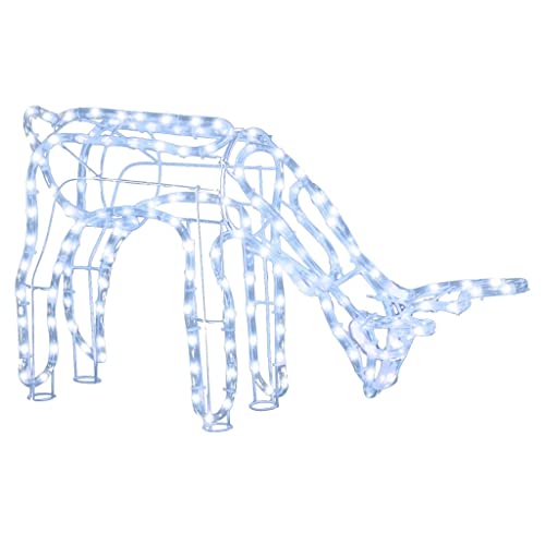 vidaXL Figura de Reno de Navidad, Luces Navideñas Decorativas, Decoración Adorno de Navidad, Iluminaciones para Hogar Exterior, Blanco Frío