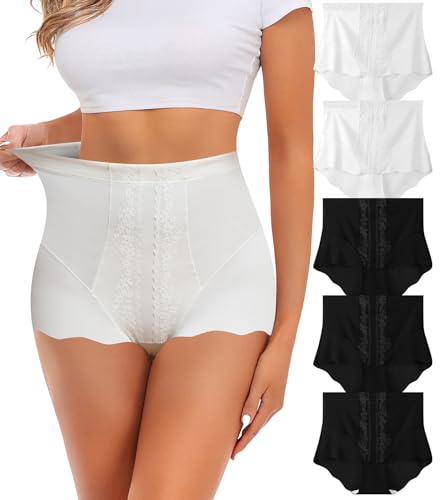 Image of Womens Underwear,Cotton Mid Waist No Muffin Top Full Coverage Brief Ladies Panties Lingerie Undergarments for Women Multipack